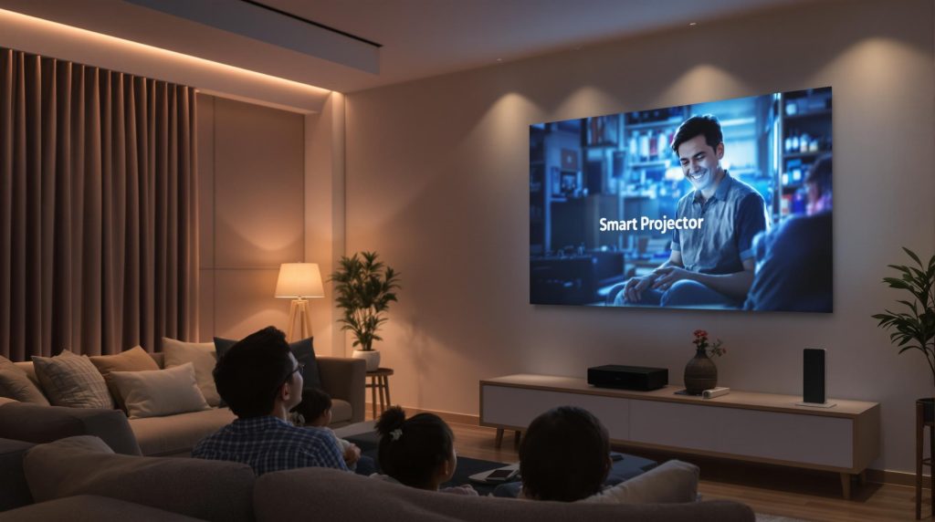 Malaysian family uses smart projector in living room