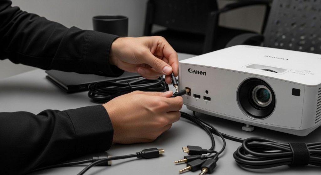 masalah audio projektor sambungan kabel