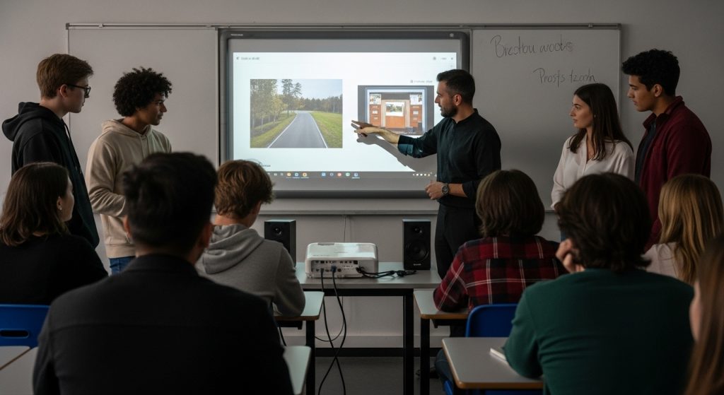 kelas menggunakan projektor