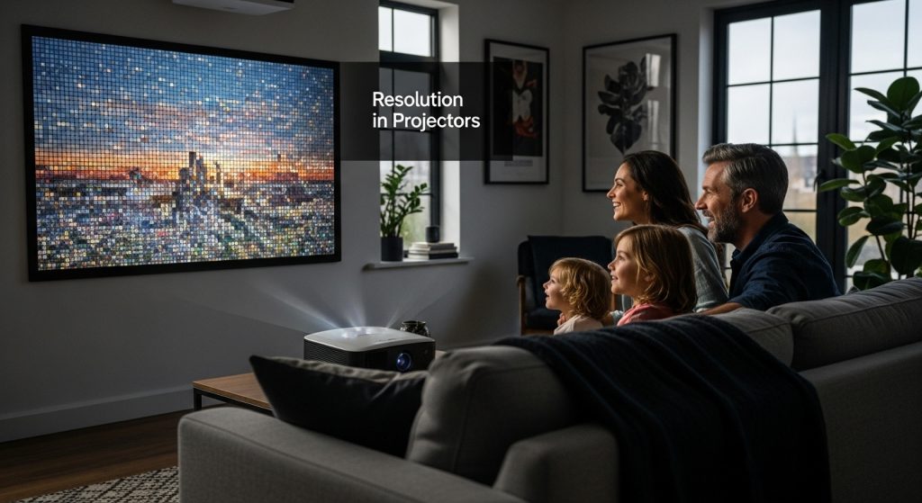 resolution in projectors living room