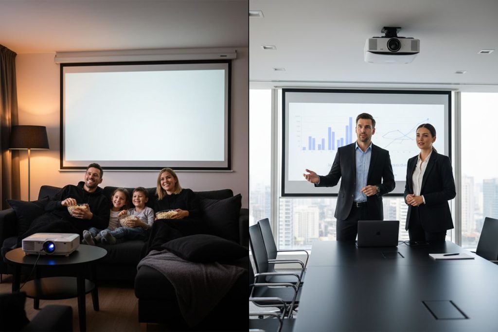perbezaan home theater business projektor