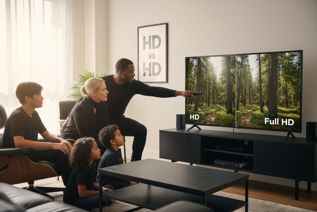 HD vs Full HD family room