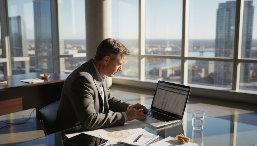 Executive at desk planning digital strategy