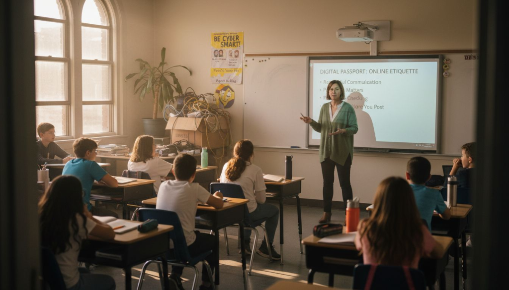Teacher leads digital citizenship lesson