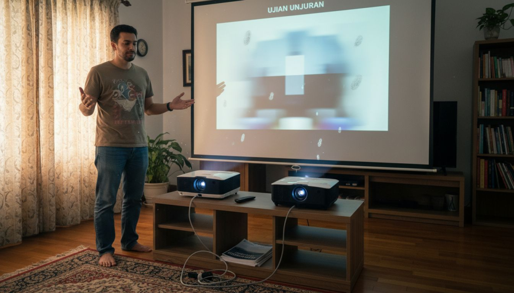 Membandingkan projektor jarak dekat dan jarak jauh untuk kegunaan rumah